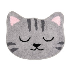 Clayre & Eef Bath Mat 60x50x1 cm Grey Polyester Cat