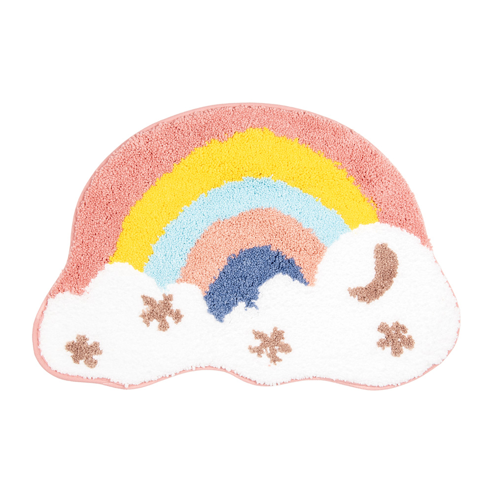 Clayre&Eef Badmat 60x40x1 cm Meerkleurig Polyester Regenboog afbeelding