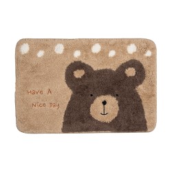 Clayre & Eef Bath Mat 58x38x1 cm Beige Brown Polyester Bear
