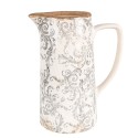 Clayre & Eef Dekorative Kanne 21x14x26 cm Beige Grau Keramik Blumen