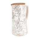 Clayre & Eef Dekorative Kanne 21x14x26 cm Beige Grau Keramik Blumen