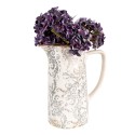 Clayre & Eef Dekorative Kanne 21x14x26 cm Beige Grau Keramik Blumen