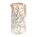 Clayre & Eef Decoratie Kan 16x11x20 cm Beige Grijs Keramiek Bloemen
