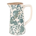 Clayre & Eef Pichet de décoration 16x11x20 cm Beige Vert Céramique Fleurs