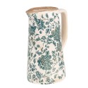 Clayre & Eef Pichet de décoration 16x11x20 cm Beige Vert Céramique Fleurs