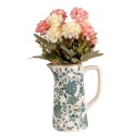 Clayre & Eef Pichet de décoration 16x11x20 cm Beige Vert Céramique Fleurs