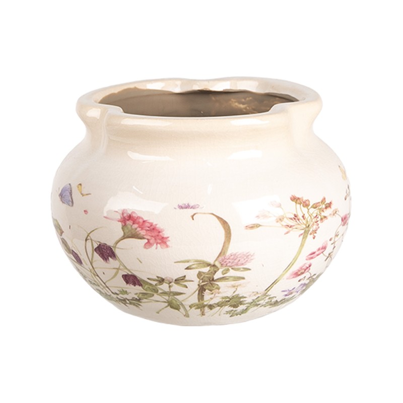 Clayre & Eef Fioriera Ø 17x12 cm Beige Rosa Ceramica Rose