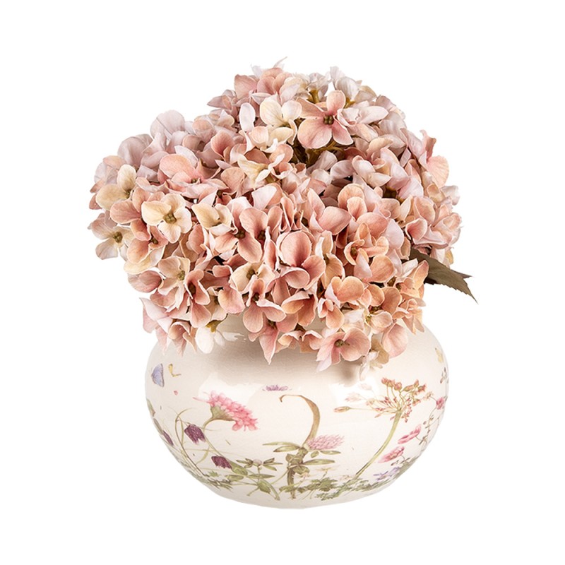 Clayre & Eef Fioriera Ø 17x12 cm Beige Rosa Ceramica Rose