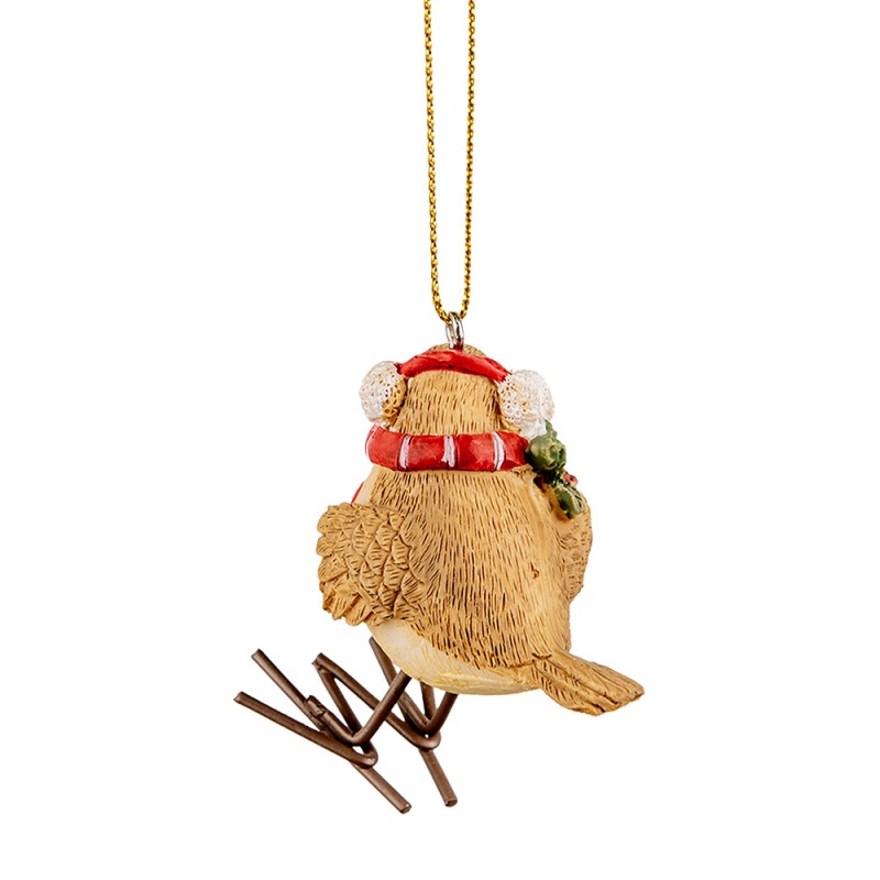 Clayre & Eef Pendentif de décoration Oiseau 5x3x7 cm Marron Plastique