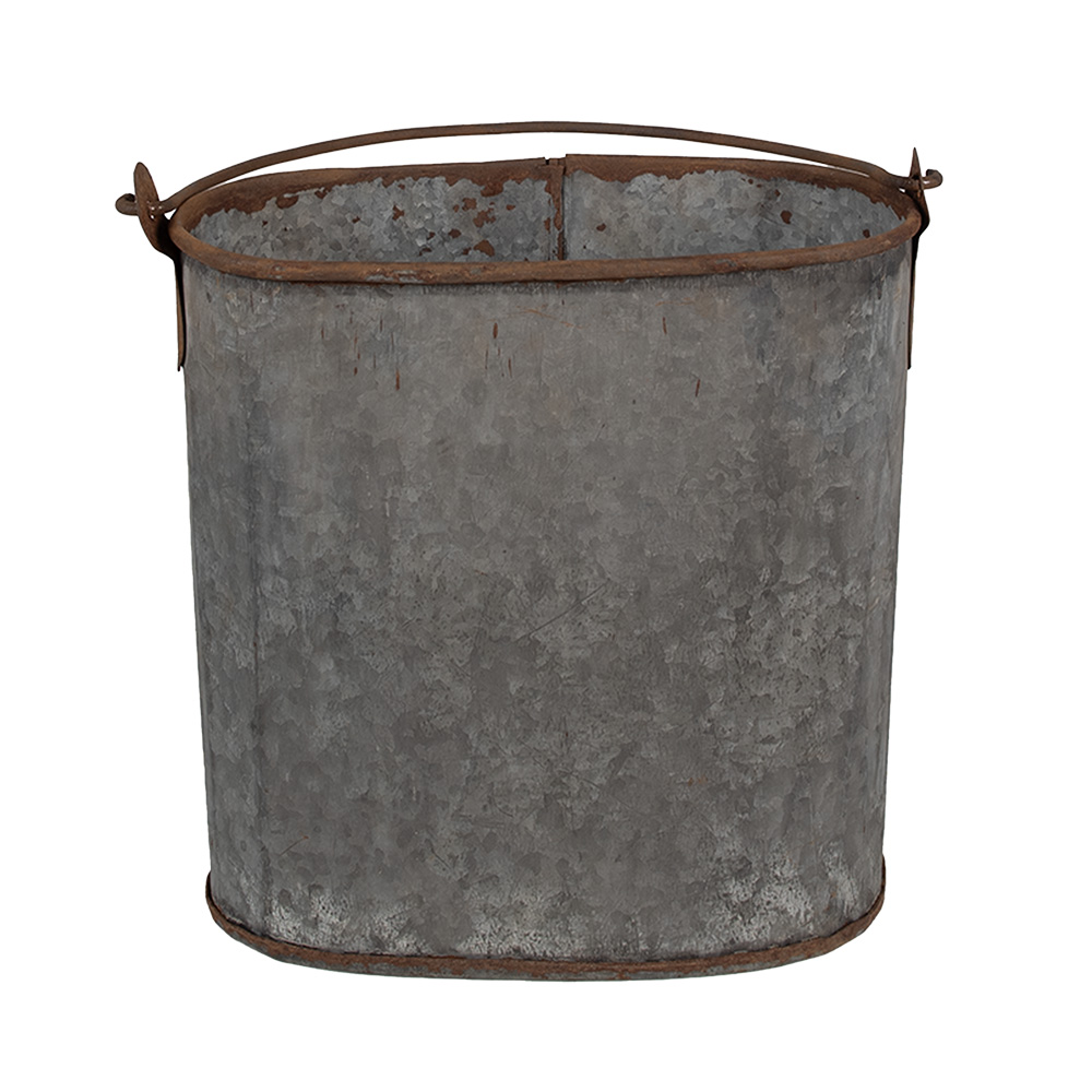 Clayre&Eef Decoratie Emmer 24x14x28 cm Grijs IJzer afbeelding