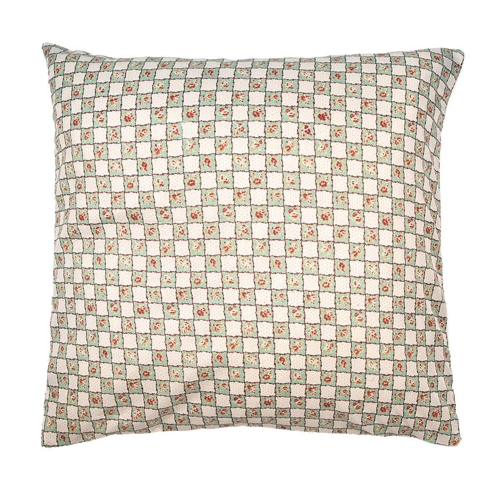 Clayre&Eef Kussenhoes 50x50 cm Groen Beige Polyester Bloemen afbeelding