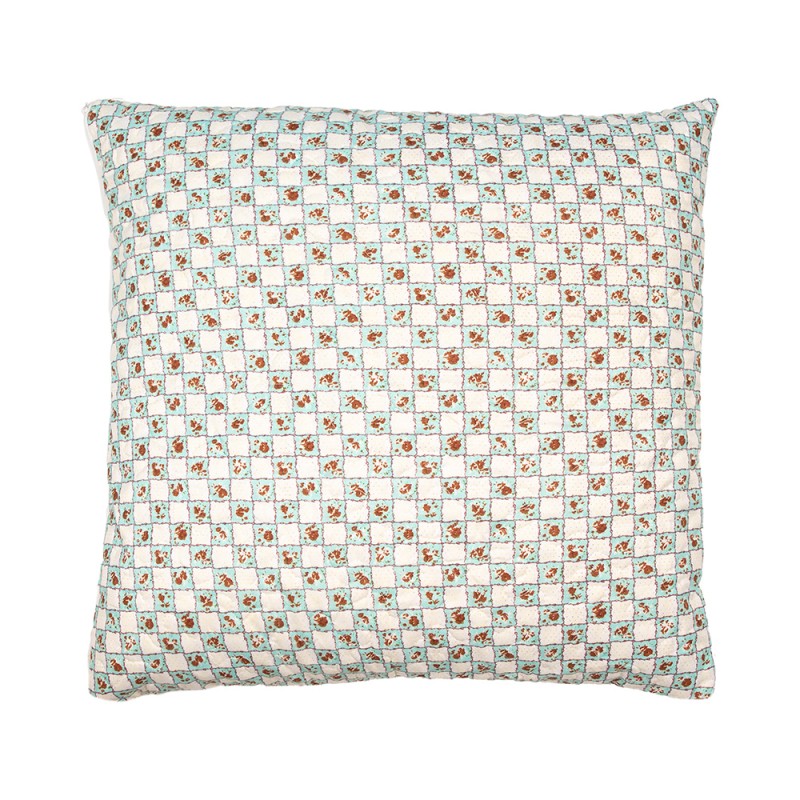 Clayre & Eef Federa per cuscino 50x50 cm Verde Beige Poliestere Fiori