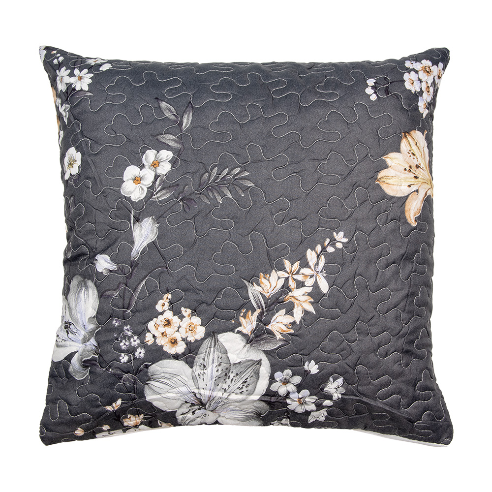 Clayre & Eef Kussenhoes 50x50 cm Grijs Beige Polyester Bloemen afbeelding