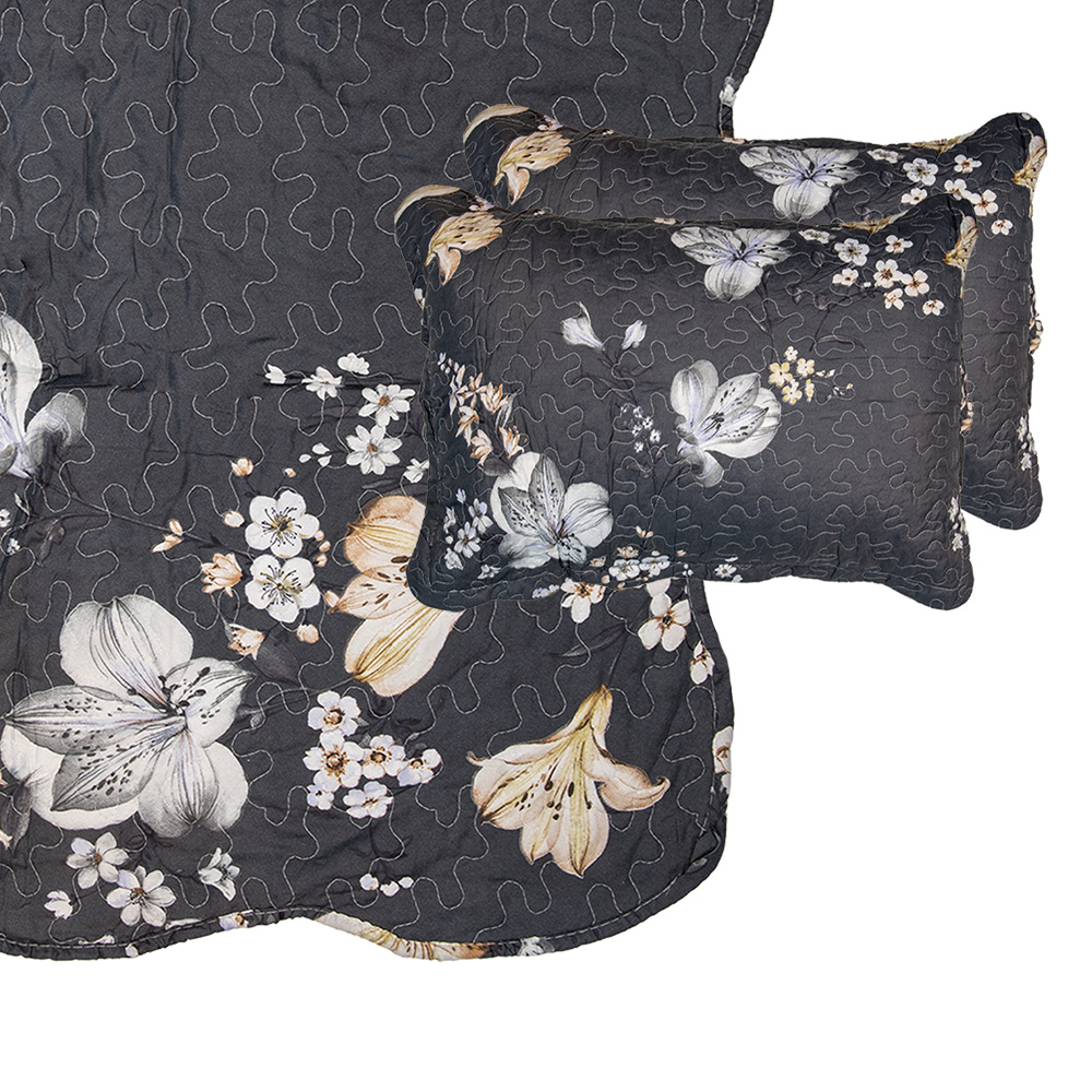 Clayre&Eef Bedsprei 230x250 cm Grijs Beige Polyester afbeelding