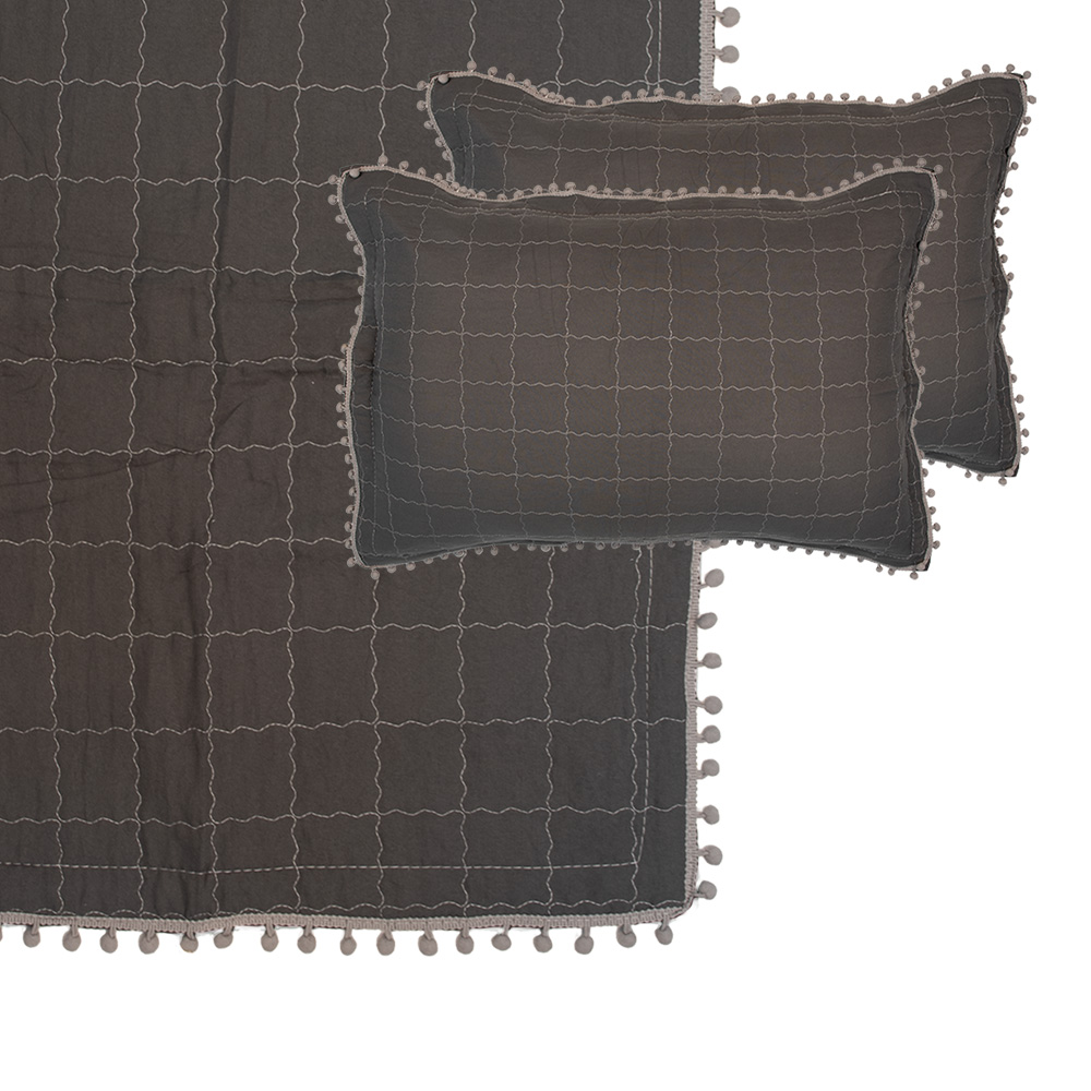 Clayre&Eef Bedsprei 220x240 cm Grijs Polyester afbeelding