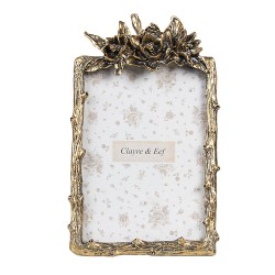 Clayre & Eef Fotolijst 9x13 cm Goudkleurig Metaal Bloemen