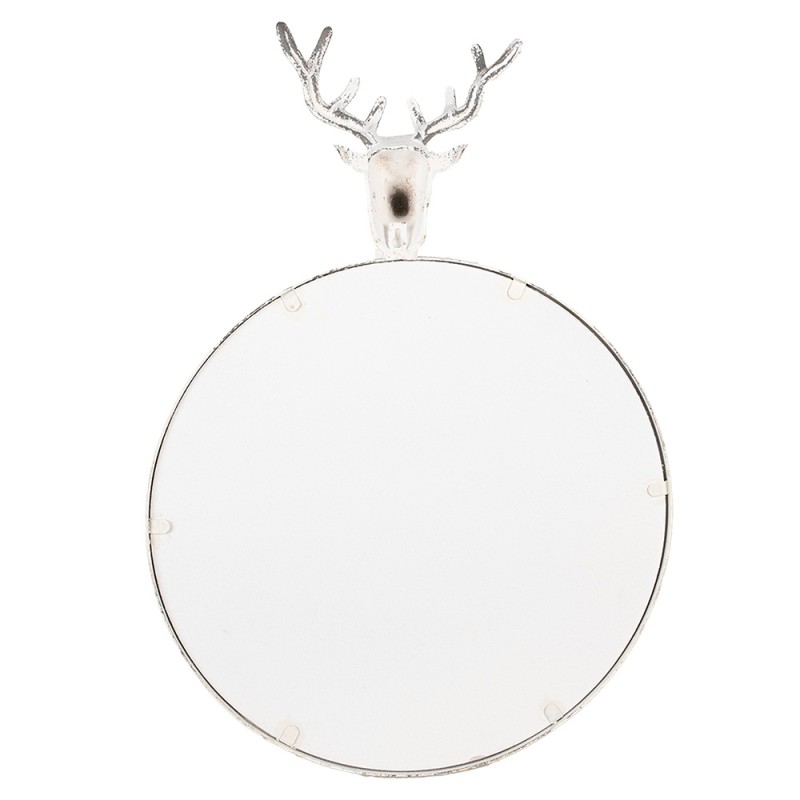 Clayre & Eef Mirror 48x10x67 cm White Metal Glass Round Deer