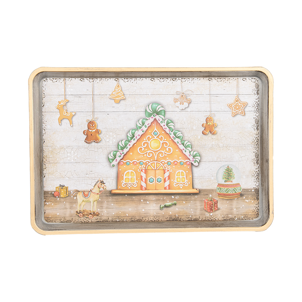 Clayre & Eef Dienblad 32x22x2 cm Bruin Melamine Kerst afbeelding 1