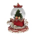 Clayre & Eef Sneeuwbol Ø 14x19 cm Rood Glas Kerst