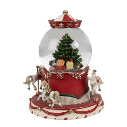 Clayre & Eef Sneeuwbol Ø 14x19 cm Rood Glas Kerst