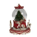 Clayre & Eef Sneeuwbol Ø 14x19 cm Rood Glas Kerst