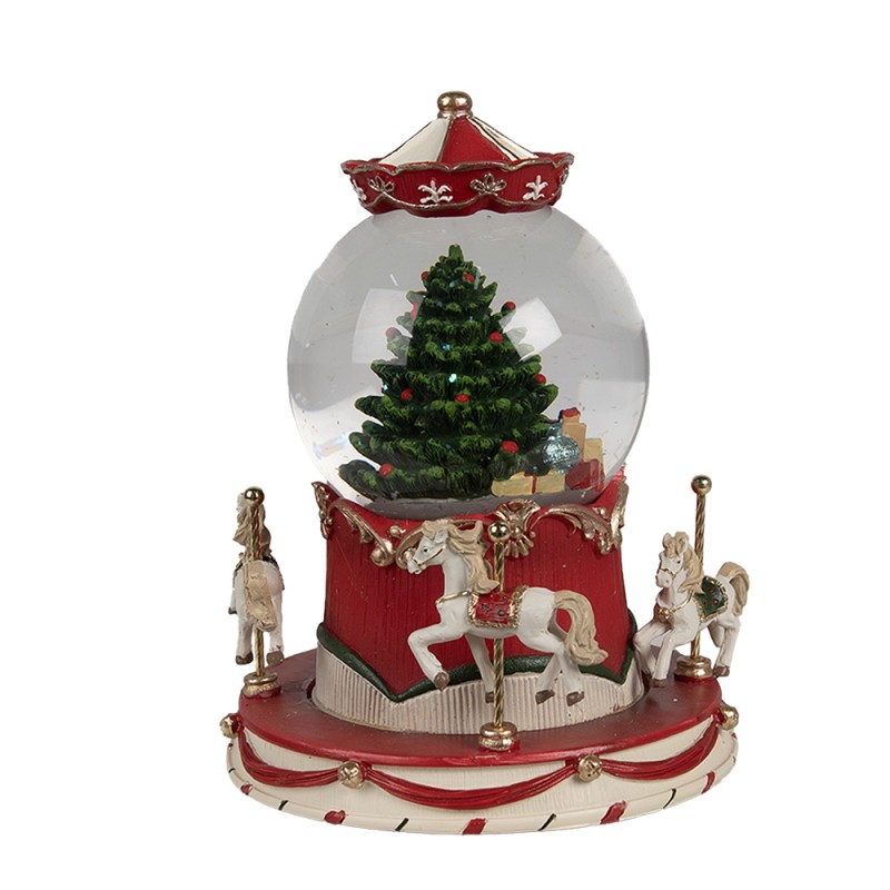 Clayre & Eef Sneeuwbol Ø 14x19 cm Rood Glas Kerst