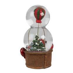Clayre & Eef Sneeuwbol Luchtballon 12x10x21 cm Rood Glas Kerst