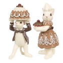 Clayre & Eef Décoration de Noël Image Souris 5x5x11 / 5x5x10 cm Marron Plastique