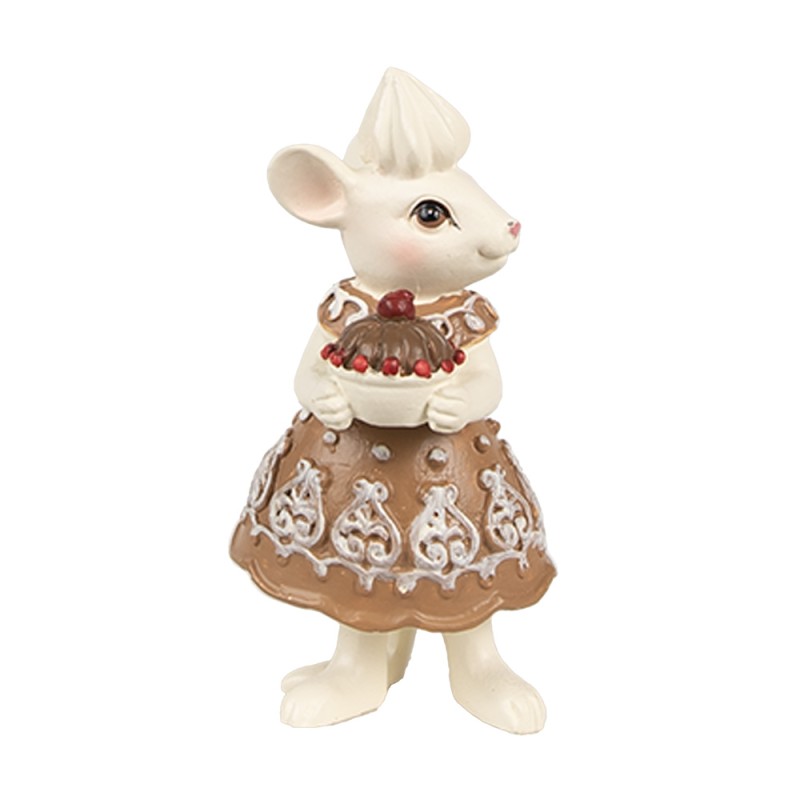 Clayre & Eef Décoration de Noël Image Souris 5x5x11 / 5x5x10 cm Marron Plastique