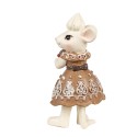 Clayre & Eef Décoration de Noël Image Souris 5x5x11 / 5x5x10 cm Marron Plastique