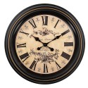 Clayre & Eef Wall Clock Ø 50x5 cm Black Beige Plastic