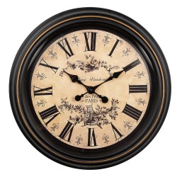 Clayre & Eef Wall Clock Ø 50x5 cm Black Beige Plastic