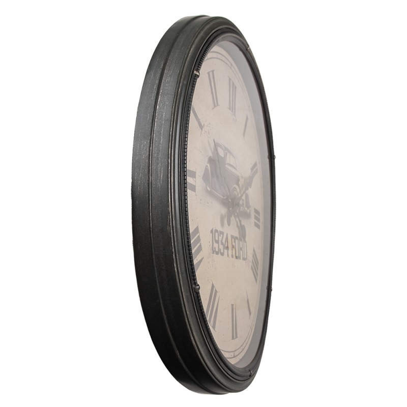Clayre & Eef Orologio da parete Ø 51x5 cm Grigio Beige Plastica Vetro