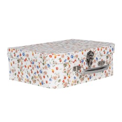Clayre & Eef Décoration valise set de 3 30x22x9/25x20x9/20x17x8 cm Blanc Carton Rectangle Fleur
