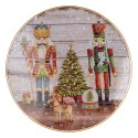 Clayre & Eef Cake Stand Ø 33x14 cm Red Plastic Round Nutcrackers