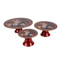 Clayre & Eef Vassoio per torte su piede Ø 29x10 cm Rosso Plastica Rotondo Babbo Natale