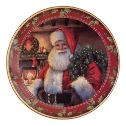 Clayre & Eef Cake Stand Ø 16x10 cm Red Plastic Round Santa Claus