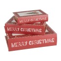 Clayre & Eef Scatola di archiviazione set di 3 Libri 27x22x7 / 22x17x6 / 17x12x4 cm Rosso MDF Albero di Natale