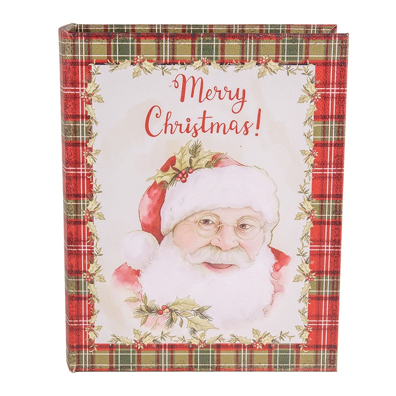 Clayre & Eef Scatola di archiviazione set di 3 Libri 27x22x7 / 22x17x6 / 17x12x4 cm Rosso Bianco MDF Babbo Natale
