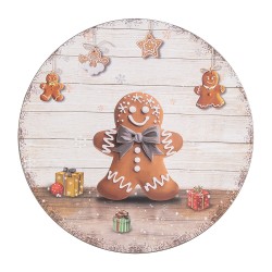 Clayre & Eef Sous-assiette Ø 33 cm Beige Marron Plastique Rond Bonhomme en pain d‘épice