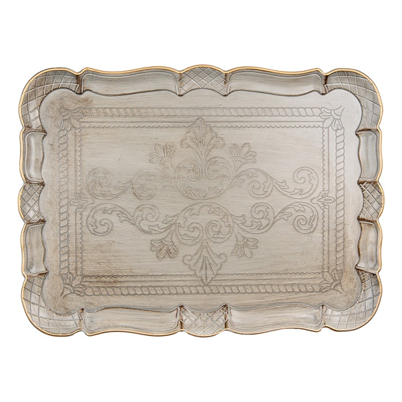 Clayre & Eef Plateau 40x30 cm Gris Plastique Rectangle