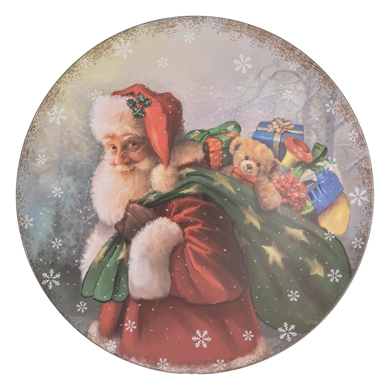 Clayre & Eef Sous-assiette Ø 40 cm Rouge Vert Plastique Rond Père Noël