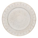 Clayre & Eef Unterteller Ø 33 cm Weiß Goldfarbig Kunststoff Rund