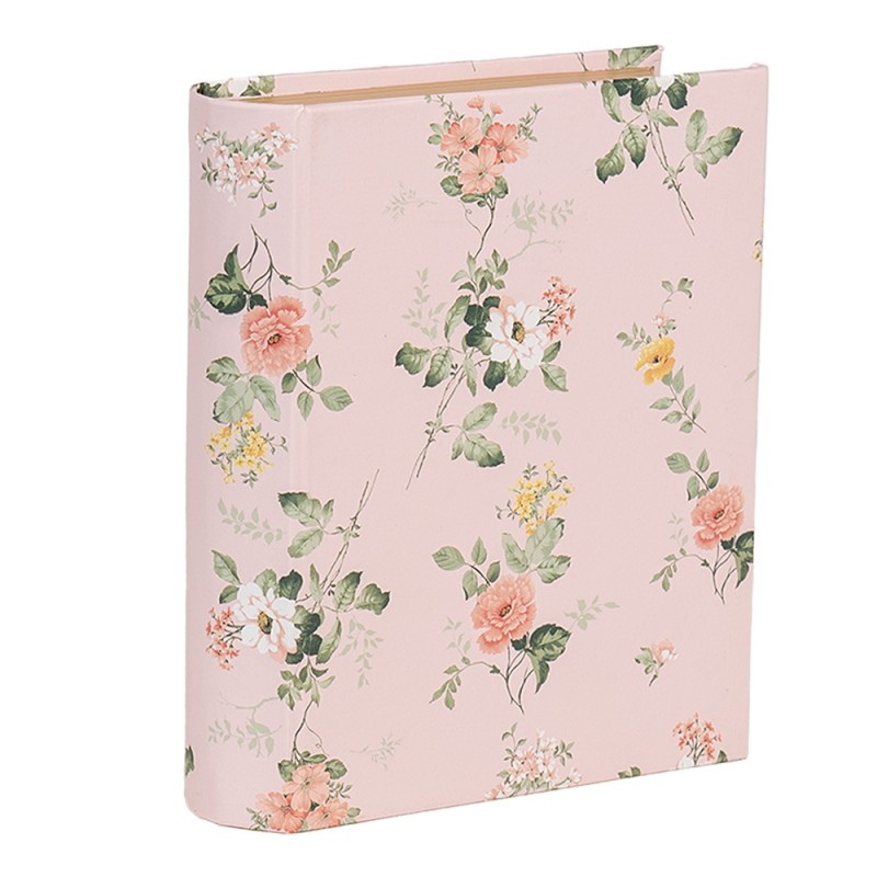 Clayre & Eef Scatola di archiviazione Libri 17x14x5 cm Rosa Cartone Rettangolo Fiori