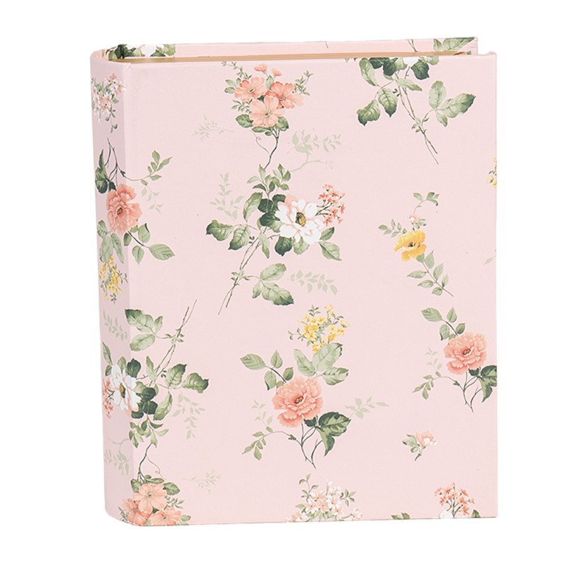 Clayre & Eef Scatola di archiviazione Libri 17x14x5 cm Rosa Cartone Rettangolo Fiori