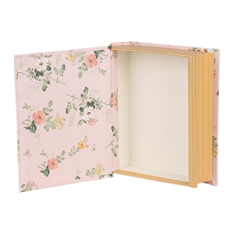 Clayre & Eef Scatola di archiviazione Libri 17x14x5 cm Rosa Cartone Rettangolo Fiori