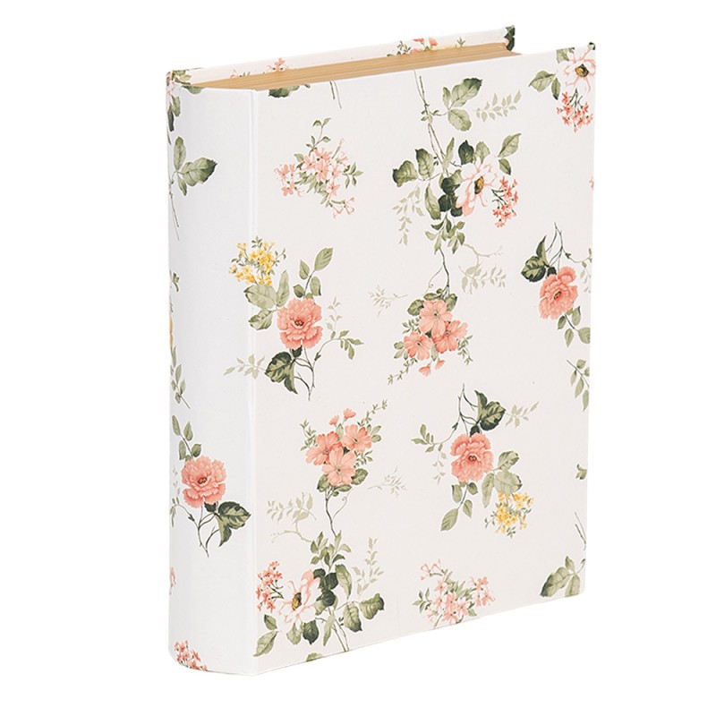 Clayre & Eef Opbergdoos Boeken 17x14x5 cm Wit Karton Rechthoek Bloemen