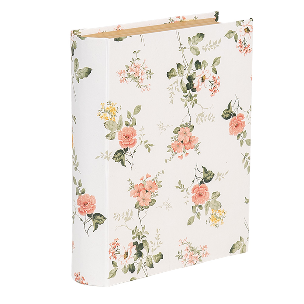 Clayre&Eef Opbergdoos Boeken 17x14x5 cm Wit Karton Bloemen afbeelding