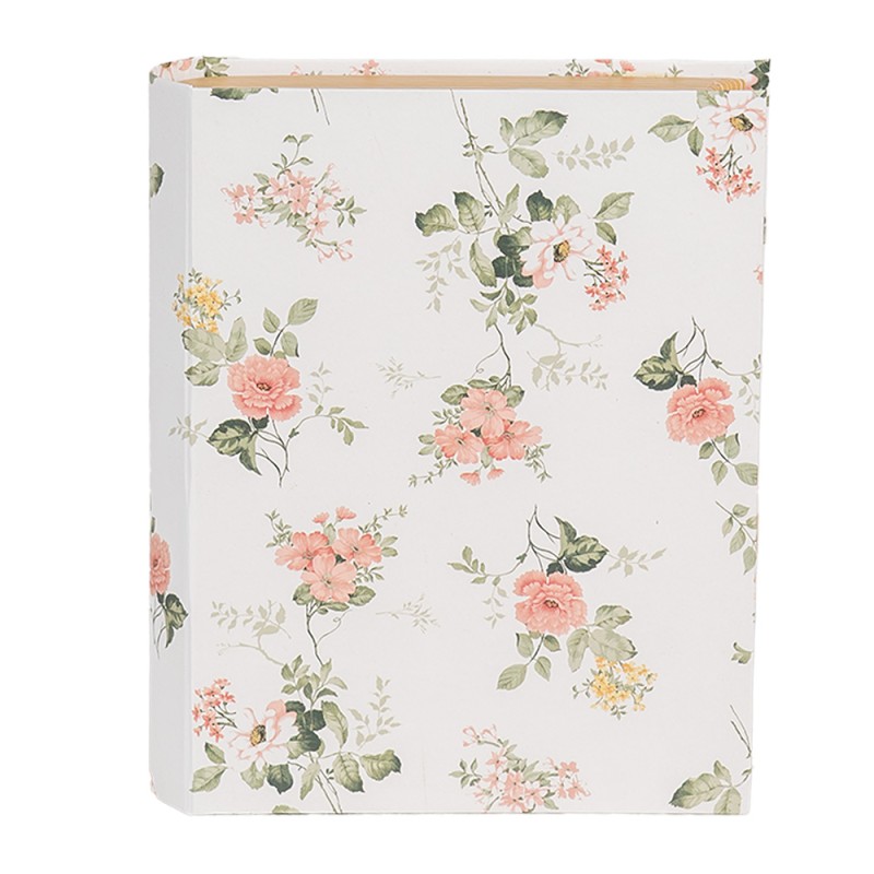 Clayre & Eef Opbergdoos Boeken 17x14x5 cm Wit Karton Rechthoek Bloemen
