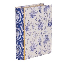 Clayre & Eef Storage Box Books 17x14x5 cm White Blue Cardboard Rectangle